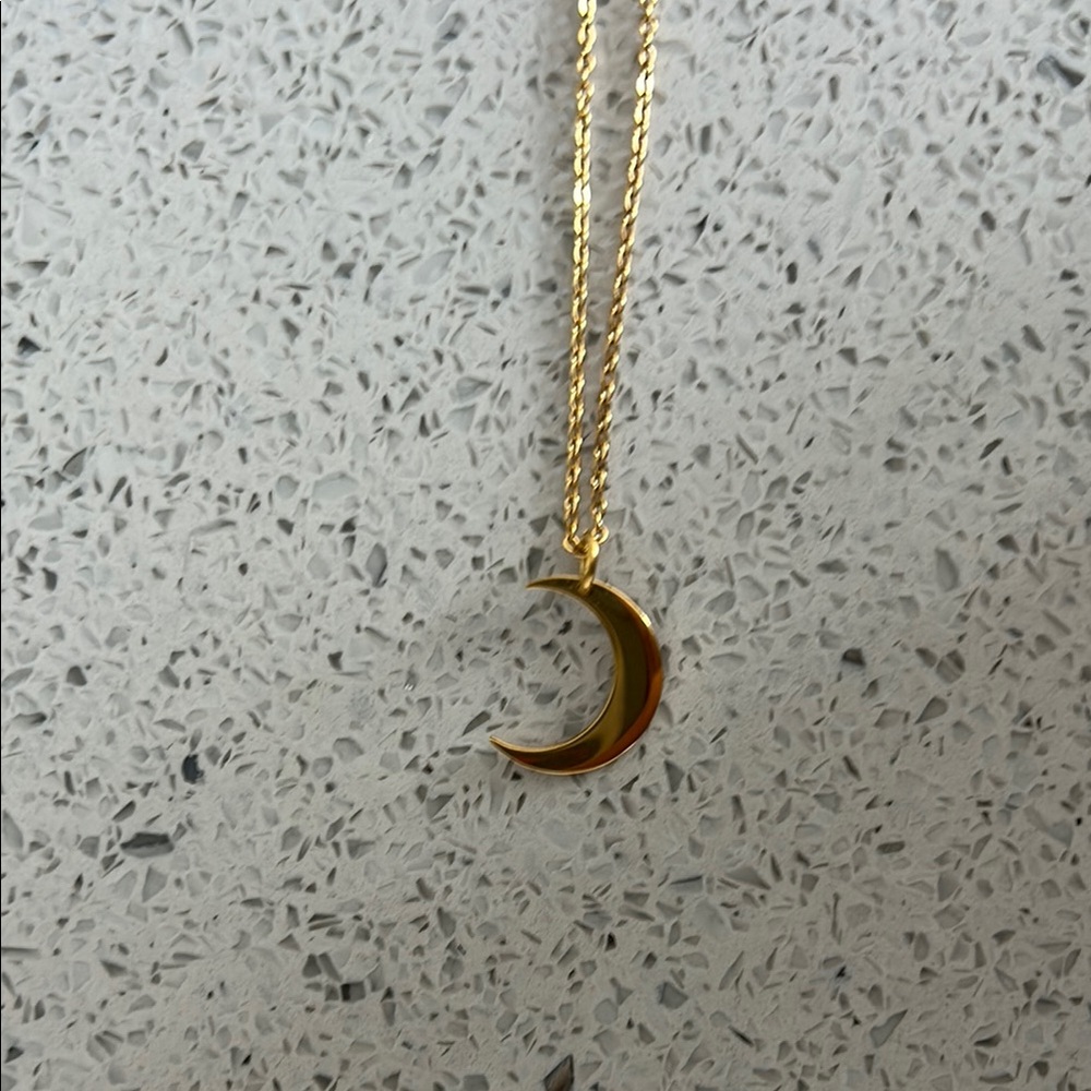 Gold plated Nominal Crescent Moon Pendant Necklace